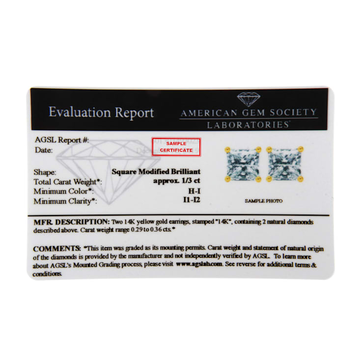 14K Yellow Gold Clarity Enhanced Princess Cut Diamond Certified Stud
Earrings 0.50ctw