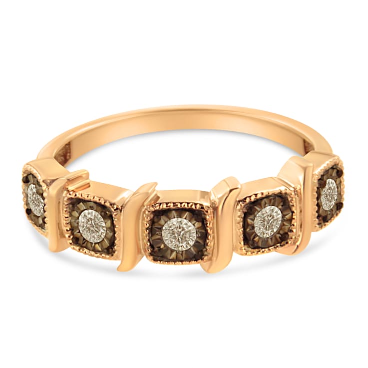 0.25ctw Diamond 5-Stone 10K Rose Gold Over Sterling Silver Band