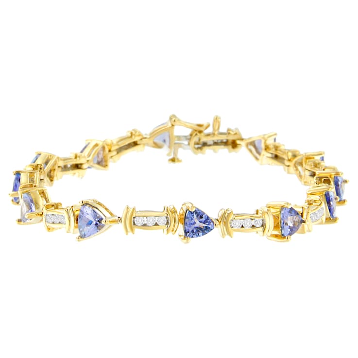 14K Yellow Gold 5.15ctw Round-Cut Diamond and Tanzanite Bracelet