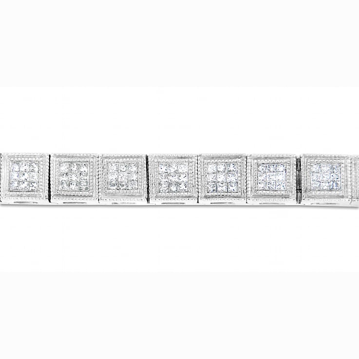 14K White Gold 2.86ctw Princess Cut Diamond Cube Bracelet