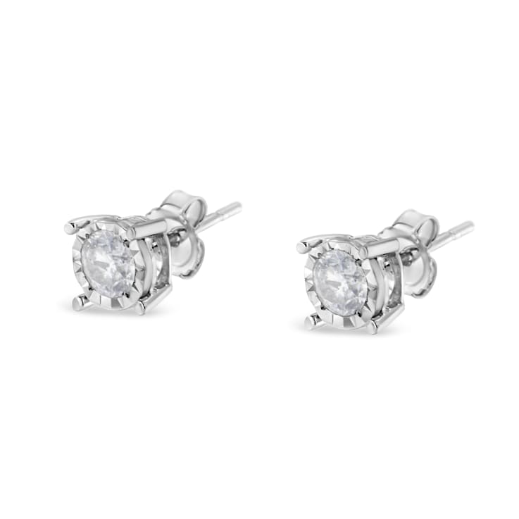 Sterling Silver 1/2ctw Near Colorless Round Brilliant-Cut Diamond
Miracle-Set Stud Earrings