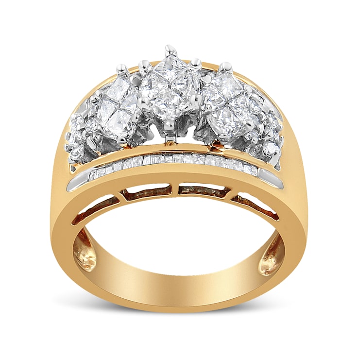 10K Two-tone 1 1/2ctw Pear Shaped 3 Stone Style Diamond Ring Band (H-I
Color, SI1-SI2 Clarity)