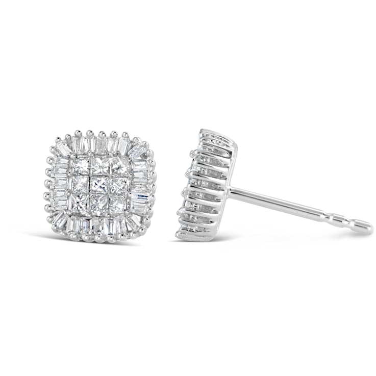 10K White Gold 1/2ctw Invisible-Set Princess Cut and Prong