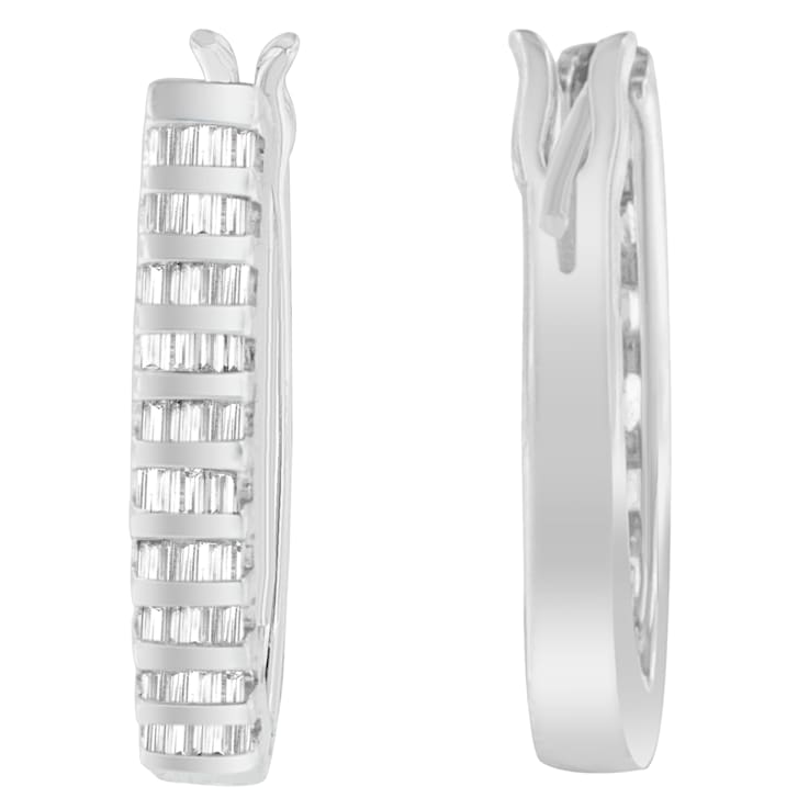 1.625ctw Baguette Cut Diamond 14K White Gold Earrings