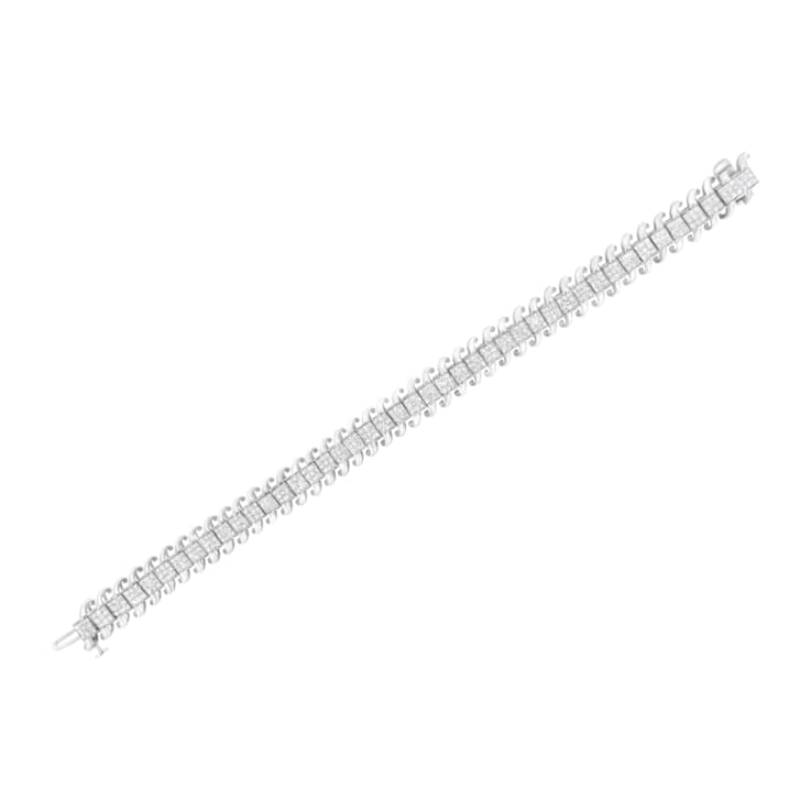 14K White Gold 5.0ctw Princess Cut Diamond 7" Invisible Set Wavy
S-Link Tennis Bracelet