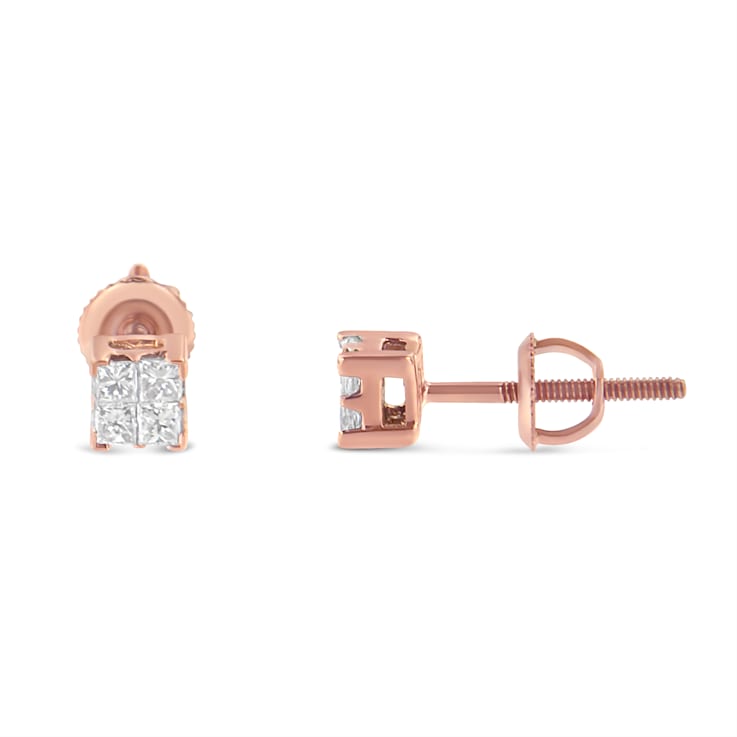 0.25ctw Princess-Cut Diamond 10K Rose Gold Stud Earring