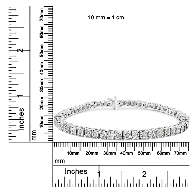 Sterling Silver 1.0 Cttw Diamond Square Frame Tennis Bracelet