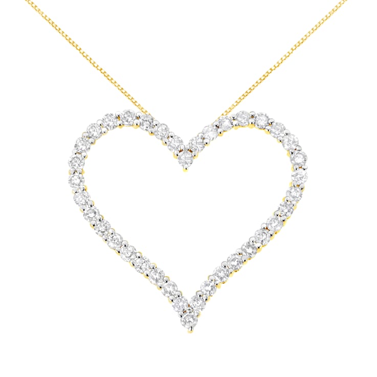 10k Yellow Gold Over Sterling Silver 3.0ctw Diamond Open Heart Pendant
w\chain 18"
