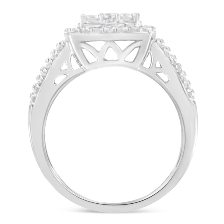 10K White Gold Diamond Cluster Ring (1 Cttw, H-I Color, I1-I2 Clarity) -
Size 7
