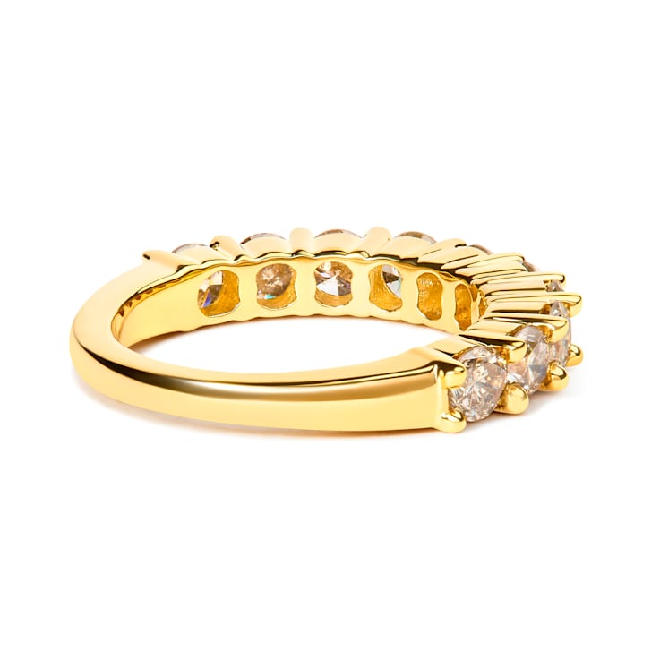 14K Yellow Gold Over Sterling Silver 2.0ctw Round Diamond 10 Stone
Anniversary Band Size