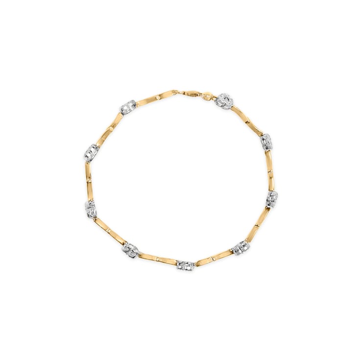10k Two-Tone Gold 1/3ctw Diamond Pave Set Heart S-Link 7" Bracelet
(I-J Color, I2-I3 Clarity)