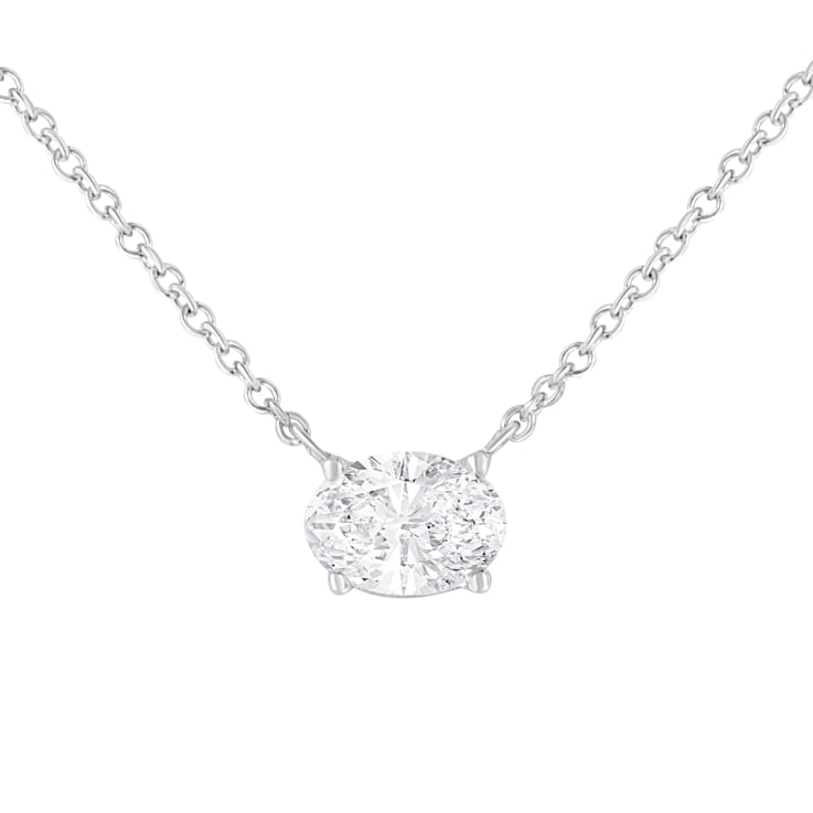 10K White Gold Lab Grown Diamond IGI Certified 1/2ctw Solitaire Diamond Necklace
