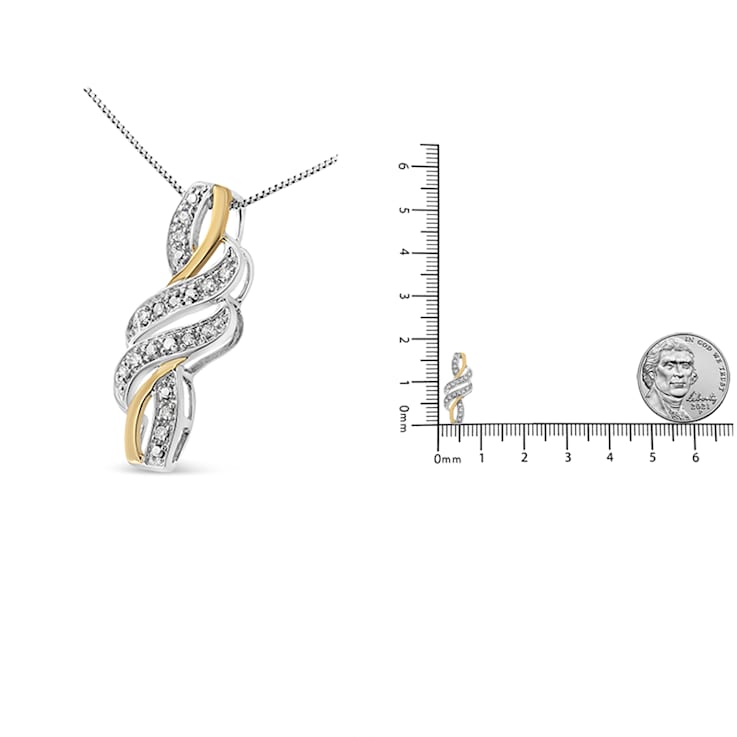 0.05ctw Diamond Swirl 10K Yellow Gold Over Sterling Silver Necklace