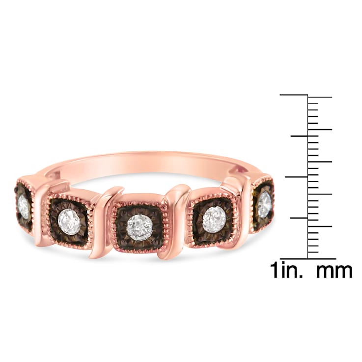 0.25ctw Diamond 5-Stone 10K Rose Gold Over Sterling Silver Band