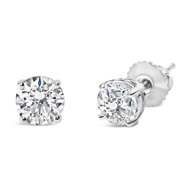 IGI Certified 14K White Gold 1 1/2 Cttw Round Diamond Solitaire Stud
Earrings with Screwbacks