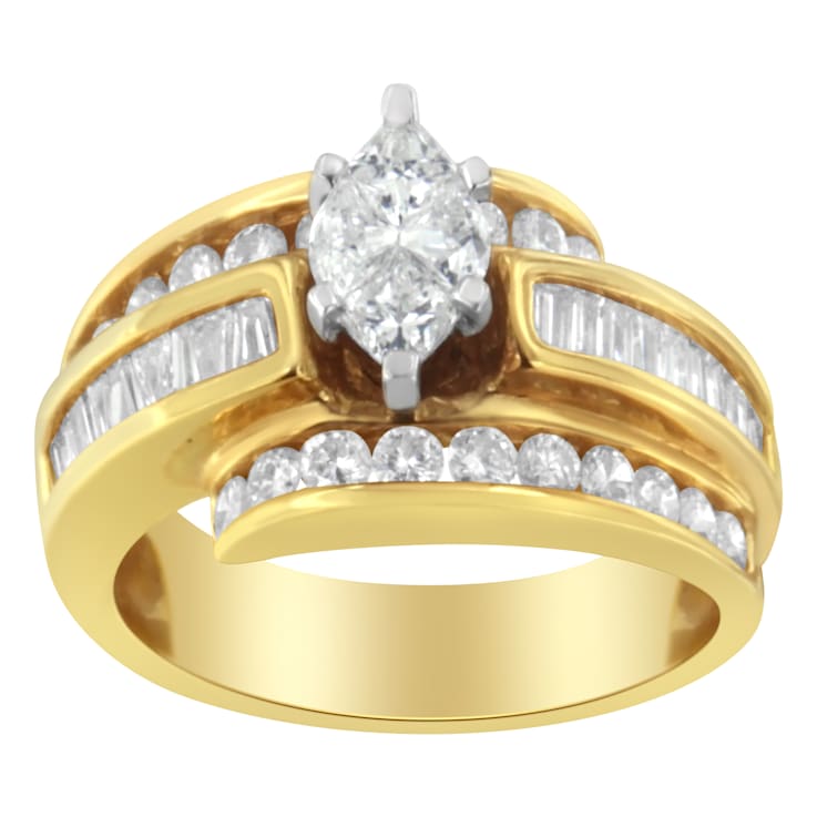14K Yellow Gold Diamond Cocktail Ring (1 1/3ctw, H-I Color, SI1-SI2 Clarity)
