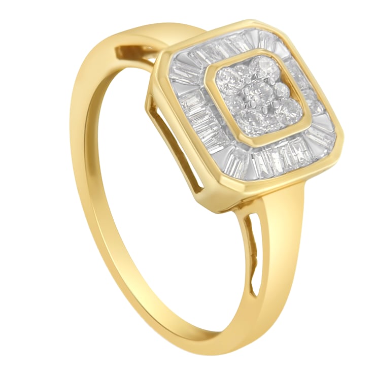 10K Yellow Gold Diamond Cocktail Ring (1/2 Cttw, I-J Color, SI2-I1 Clarity)