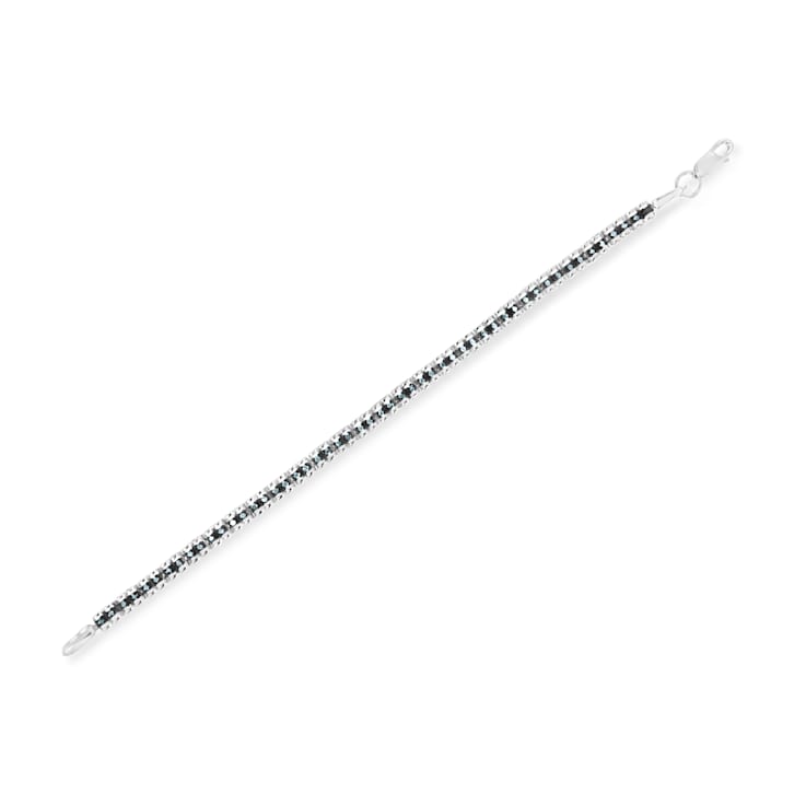 Black Rhodium over Sterling Silver 1.0ctw Rose Cut Blue Diamond
Double-Link 7" Tennis Bracelet