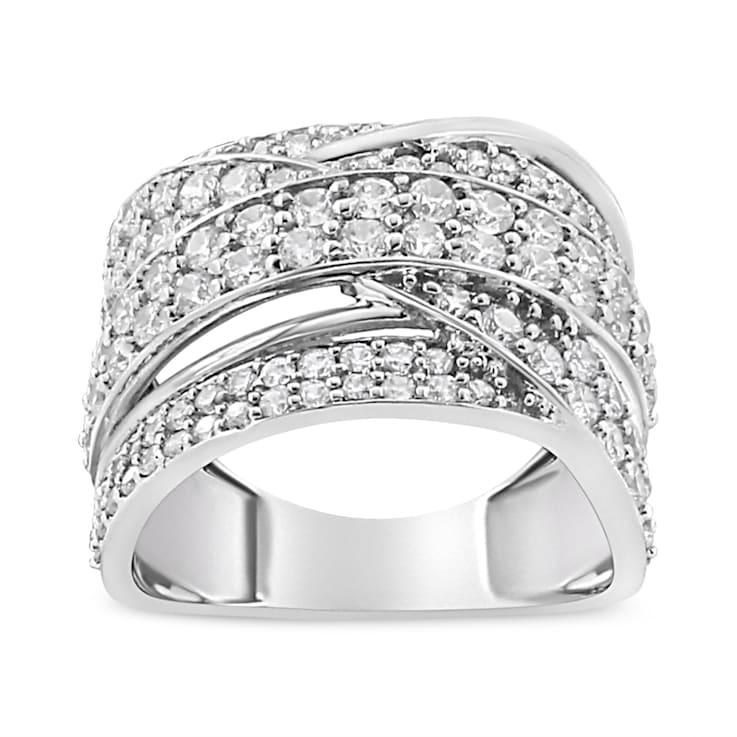 Sterling Silver 2.0ctw Round Diamond  Bypass Band Ring (I-J Color, I2-I3 Clarity)