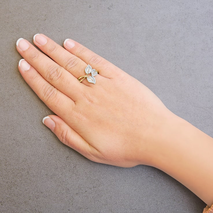 18K Yellow Gold Over Sterling Silver 1/2ctw Mixed Diamond