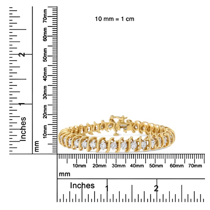 14K Gold S Link Tennis Bracelet with Round Diamonds