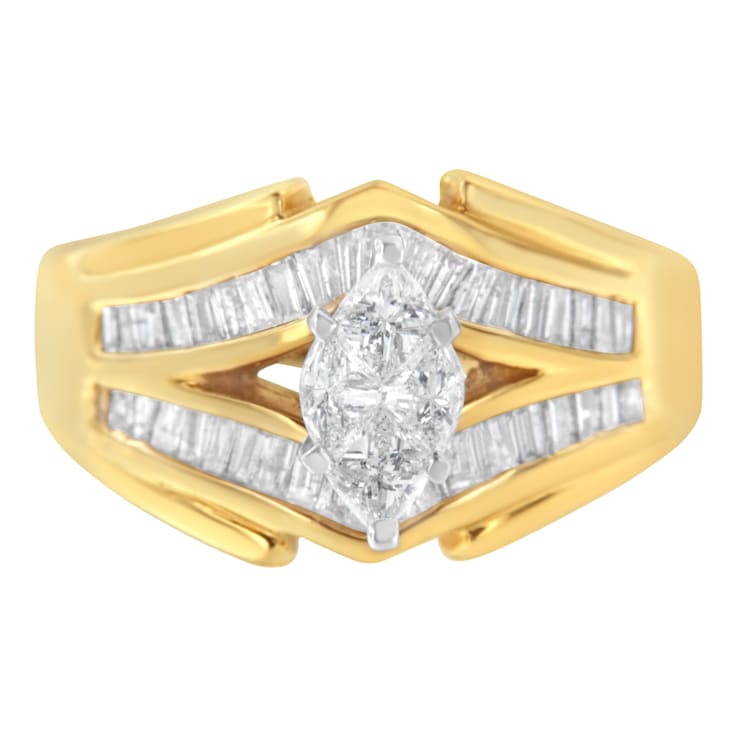 14K Yellow Gold Diamond Cocktail Ring (1 cttw, H-I Color, SI1-SI2 Clarity)