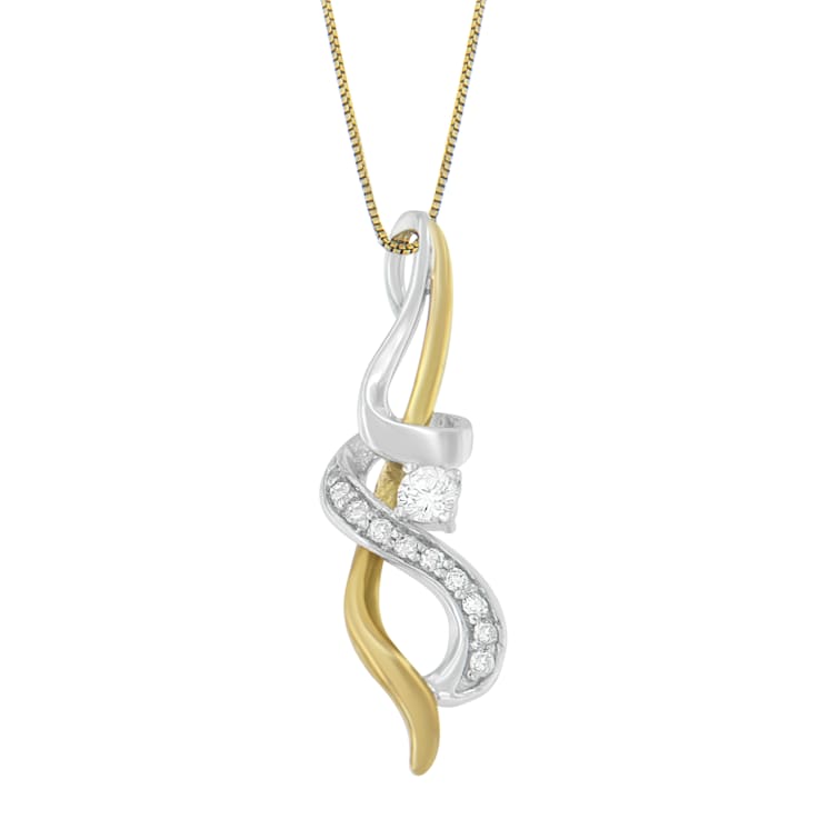10K Two-tone Gold Espira 1/5ctw Diamond Intertwined Swirl Pendant
w\chain(J-K, I1-I2)