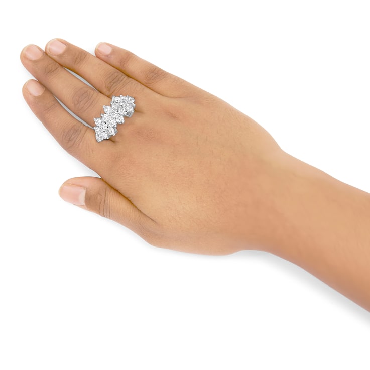 14K White Gold 4.0ctw Diamond Multi Row Scatter Band Ring (I-J Color,
I1-I2 Clarity)