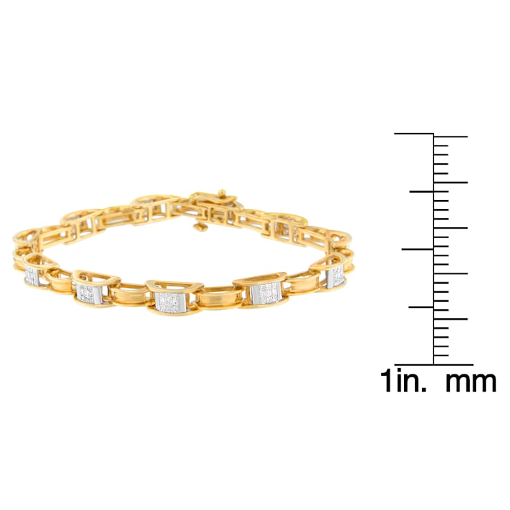 14K Yellow Gold 1.0ctw Princess Cut Diamond Chain Link Bracelet