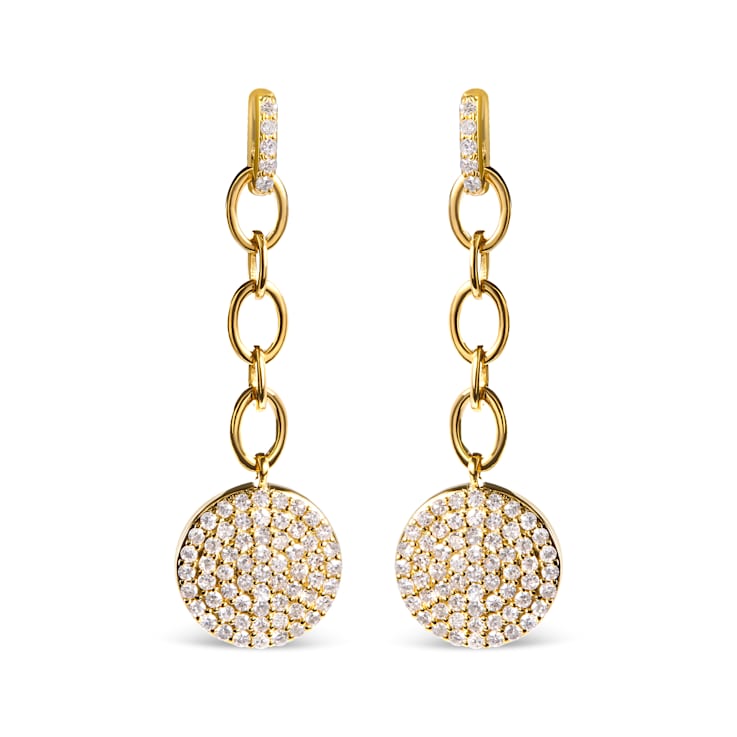 14K Yellow Gold 1.0 Cttw Diamond Chain Cluster Dangle Chain Earrings
(I-J Color, I1-I2 Clarity)