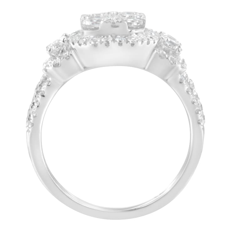 14K White Gold 2 1/4ctw Diamond Cocktail Cluster Ring (G-H Color, SI2-I1
Clarity) - Size 7