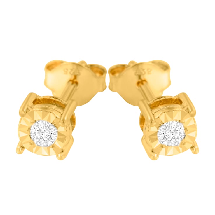 0.10ctw Round Brilliant-Cut Diamond 10K Yellow Gold Over Sterling Silver
Stud Earrings