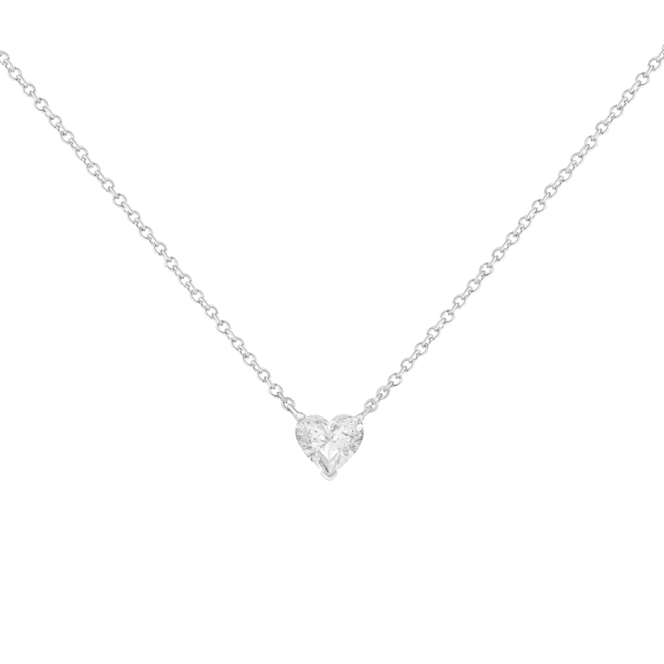14k White Gold 1/4ctw Lab Grown Heart Shape Diamond Solitaire Necklace
(E-F Color, SI1-SI2 Clarity)