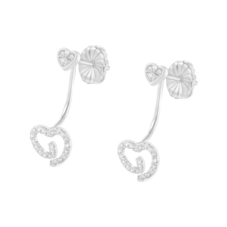 .925 Sterling Silver 1/4 Cttw Diamond Swirl Heart Front/Back Earrings
(I-J Color, I2-I3 Clarity)