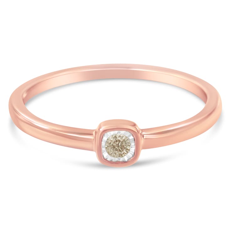 14K Rose Gold Over Sterling Silver 1/20 Carat Diamond Promise Ring (J-K
Color, I1-I2 Clarity)