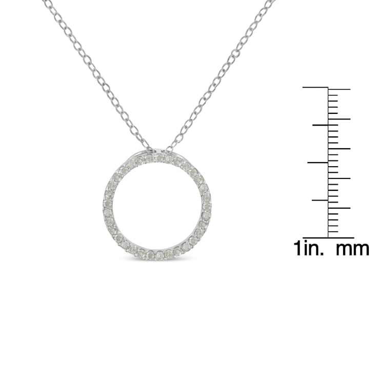 Sterling Silver 1/3ctw Round Diamond Open Circle Halo 18" Pendant
w\chain(I-J Color, I2-I3 Clarity)