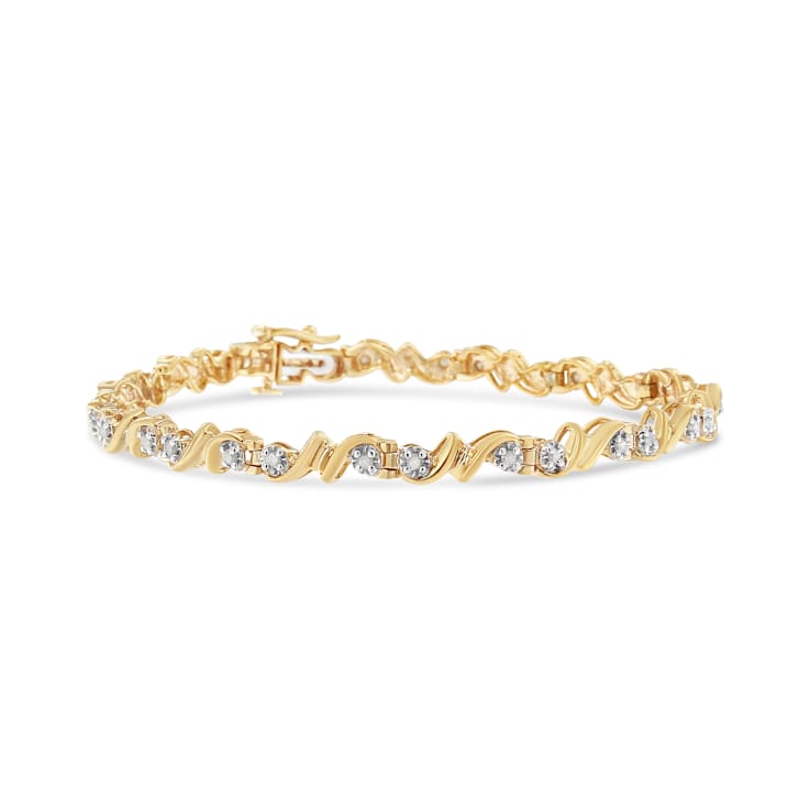 10K Yellow Gold Over Sterling Silver 1/2 Ctw Diamond Tennis