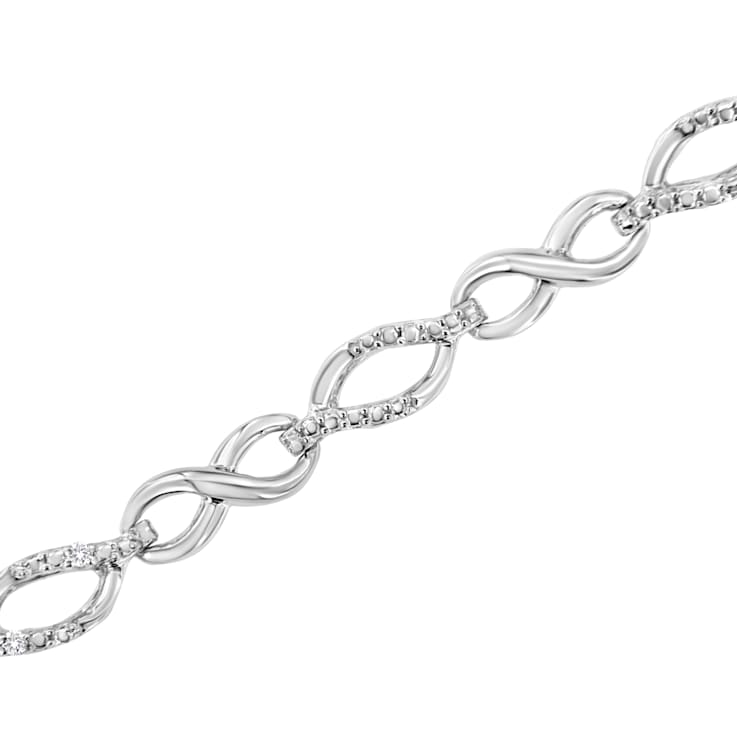 Sterling Silver Diamond Accent Alternating Infinity Shape and Pear Shape
Link Bracelet