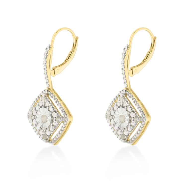 Sterling Silver Rose Diamond Dangle Earring .25ctw