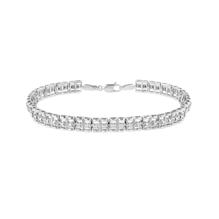 Sterling Silver 1/10 Cttw Diamond Double-Link 7" Rolex Tennis
Bracelet (I-J, I3) - 7.25"