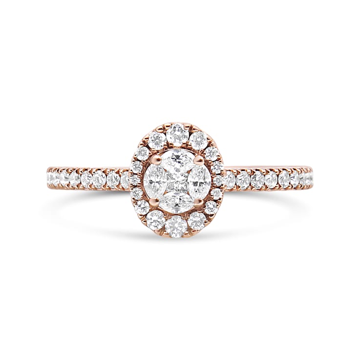 18K Rose Gold 1/2 Cttw Composite Marquise Composite Diamond Oval Halo
Engagement Ring