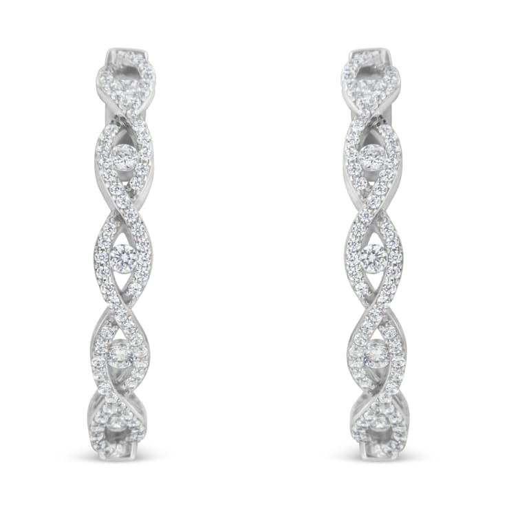 10K White Gold Diamond Hoop Earrings 1 1/2ctw