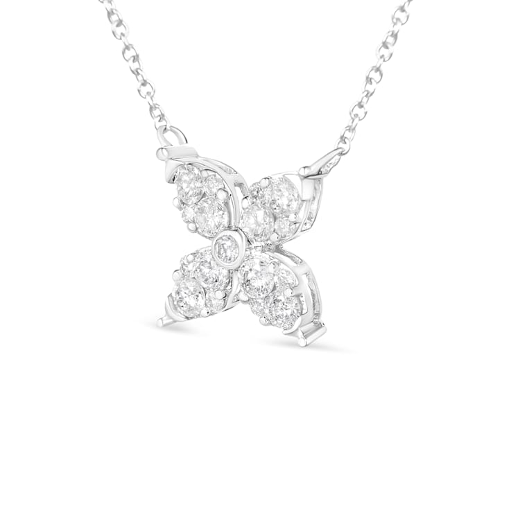 10K White Gold 1/2ctw Mixed Cut Diamond Adjustable 16-18" Inch
Necklace (I-J Color, I1-I2 Clarity)