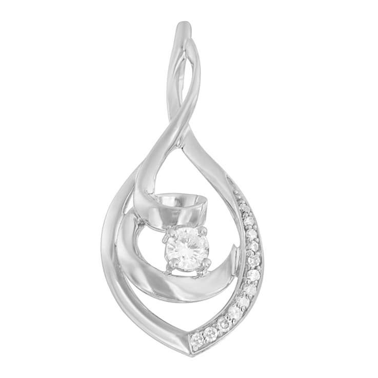 10K White Gold 1/4 Cttw Brilliant-Cut Round Diamond Spiral Link 18"
Pendant Necklace