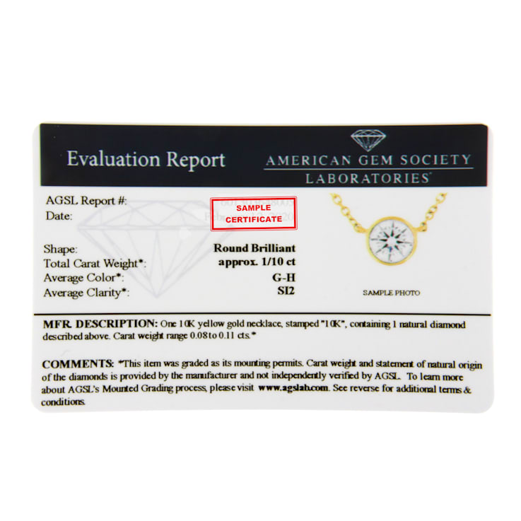 10K Yellow Gold AGS Certified 1/10 cttw Diamond Solitaire