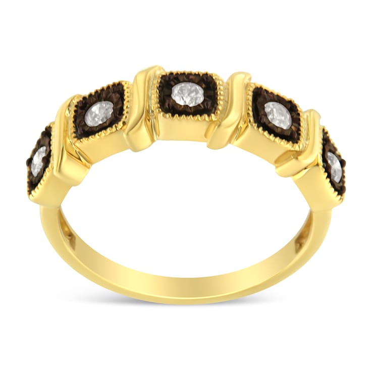 10K Yellow Gold Over Sterling Silver Miracle-Set Diamond Ring(1/4ctw,
J-K Color, I2-I3 Clarity)