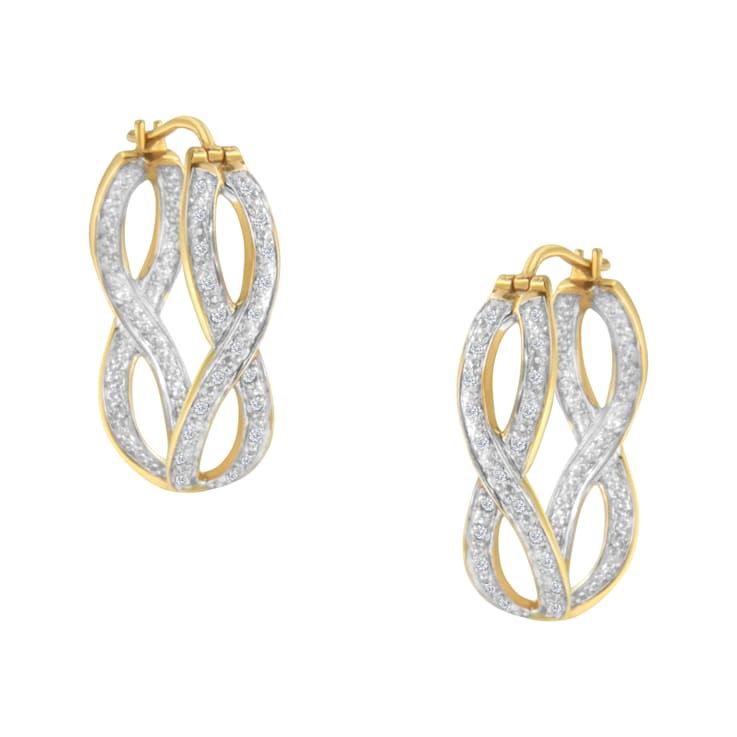 10K Two-Tone Gold 1/4ctw Diamond Double Infinity Hoop