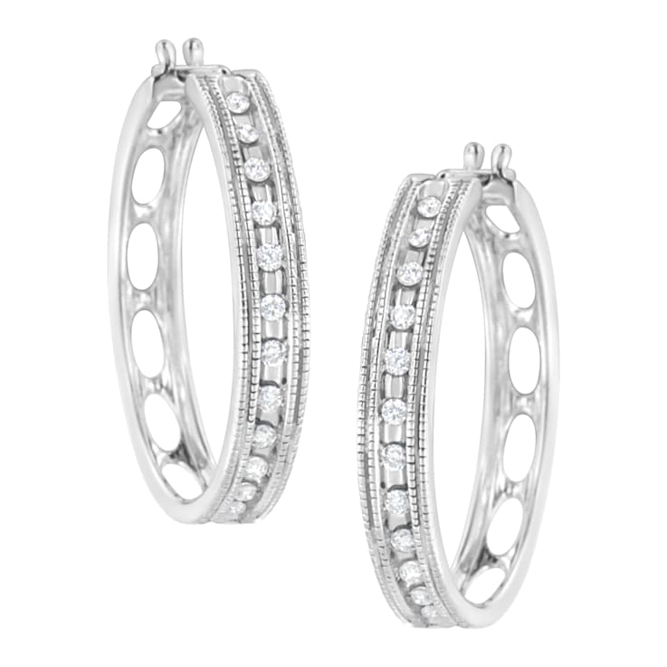 Sterling Silver 1/2 cttw Lab-Grown Diamond Hoop Earring (F-G Color,
VS2-SI1 Clarity)