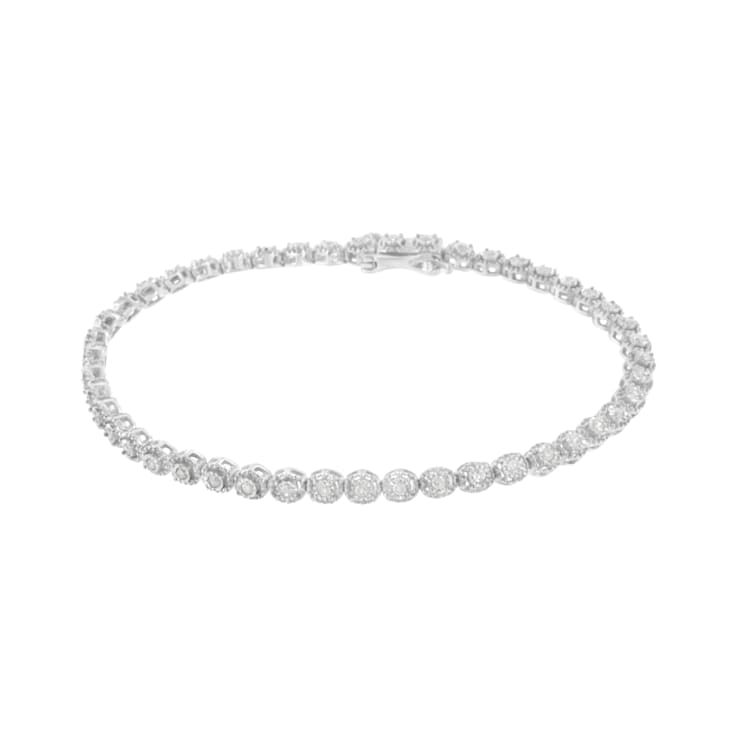 Sterling Silver .50ctw Miracle-Set Diamond Bezel Look Tennis Bracelet