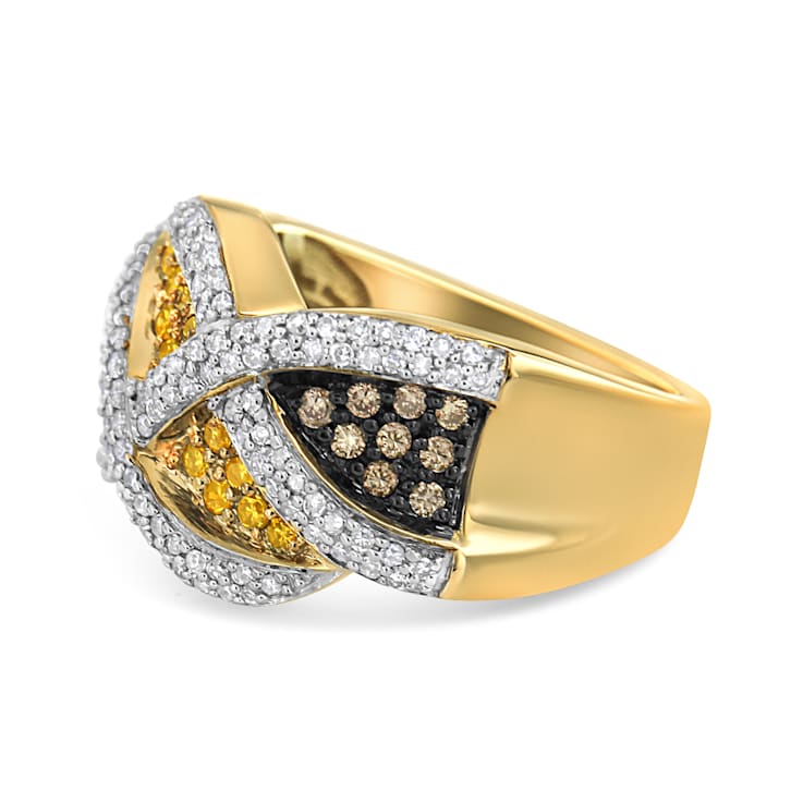 14K Yellow Gold 3/4ctw Champagne, Yellow and Round-Cut Diamond Ring (I-J
Color, I2-I3 Clarity)